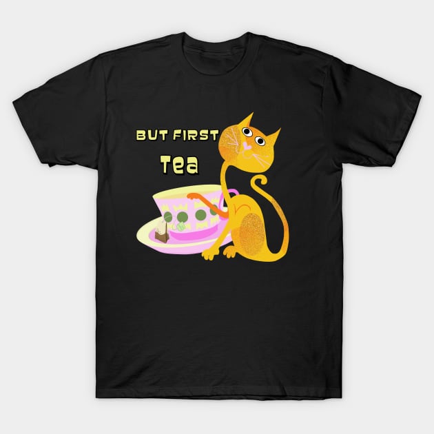 But First Tea T-Shirt by Lynndarakos